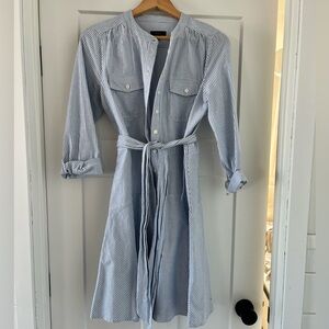 J. Crew Blue Striped Button-Up Dress
